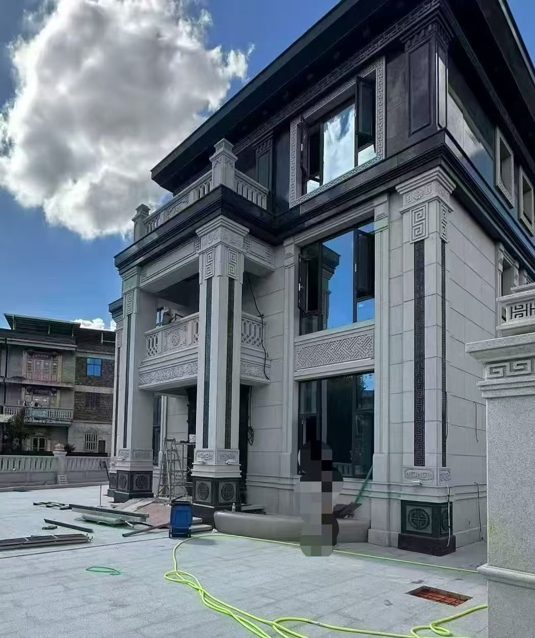 湛江 别墅干挂，芝麻白与芝麻黑完美配合